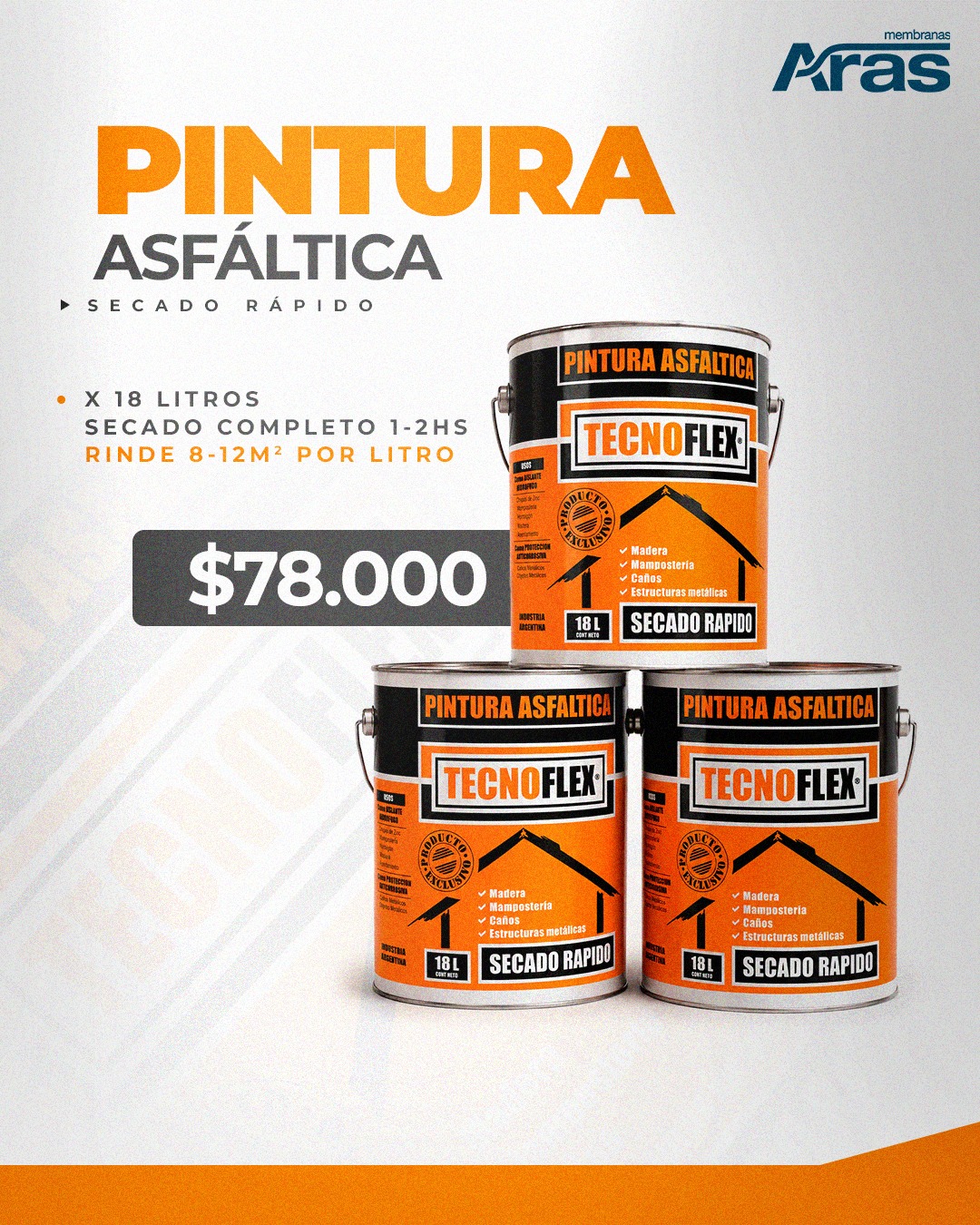 Pintura Asfáltica Tecno Flex Secado Rápido